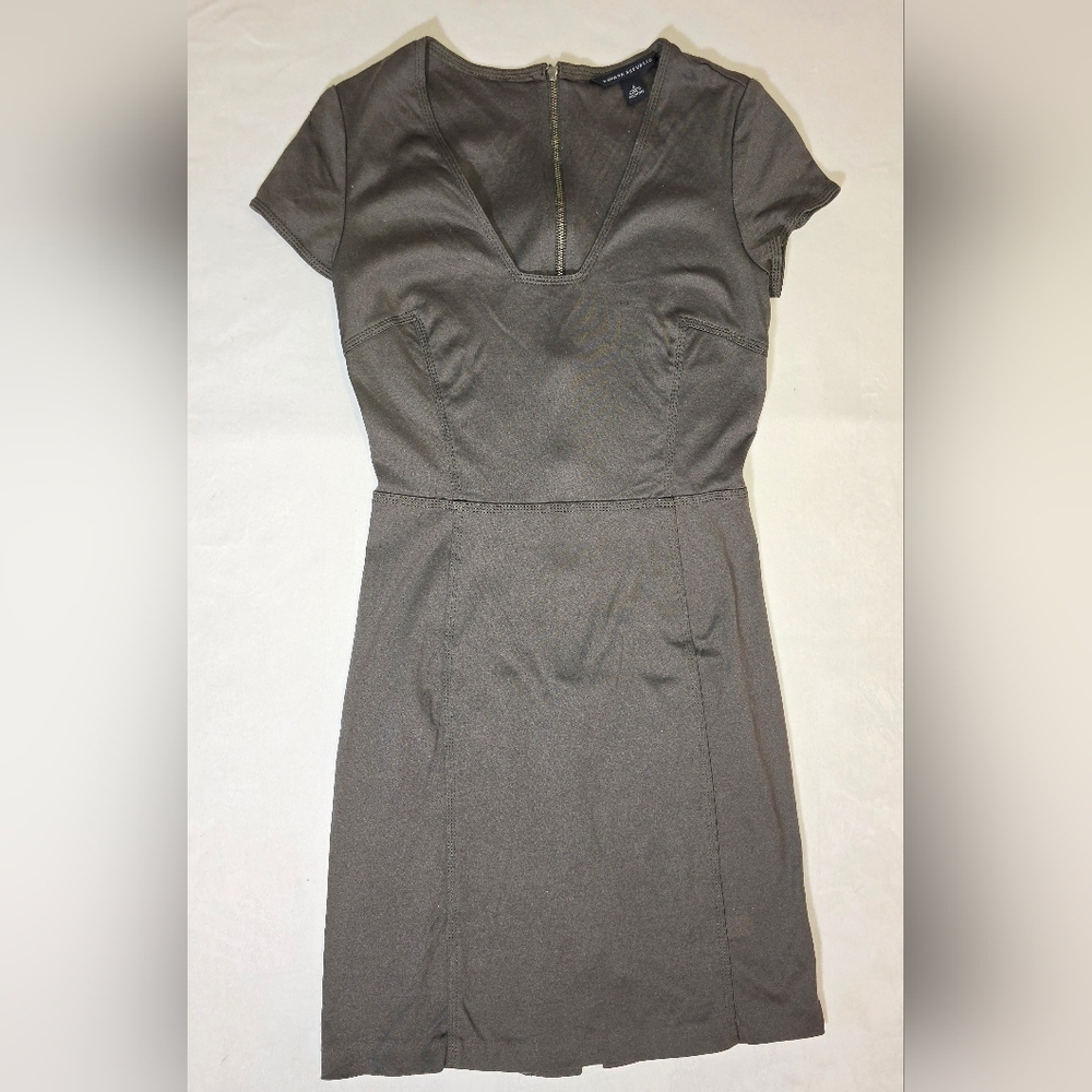 Banana Republic Modern V Cut Cap Sleeve Olive Green Sheath Dress Mini Dress 4
